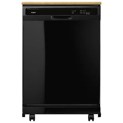 Whirlpool 24" 64dB Portable Dishwasher (WDP370PAHB) - Black