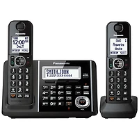 Panasonic 2-Handset DECT 6.0 Cordless Phone with Answering Machine (KXTGF342B)