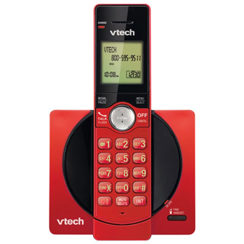 VTech 1-Handset DECT 6.0 Cordless Phone with Caller ID (CS6919-16) - Red