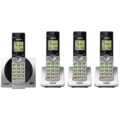 VTech 4-Handset DECT 6.0 Cordless Phone With Caller ID (CS6919-4) - Silver