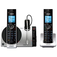 VTech 2-Handset DECT 6.0 Cordless Phone With Bluetooth and Caller ID (DS6771-3) - Silver