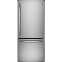 GE 30" 20.9 Cu. Ft. Bottom Freezer Refrigerator with LED Lighting (GDE21DSKSS) - Stainless Steel - Scratch & Dent