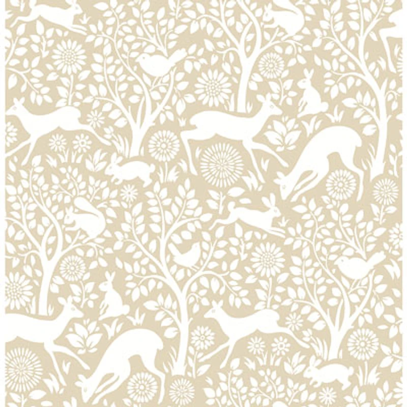 A-Street Prints Mirabelle Meadow Animals Wallpaper - Taupe
