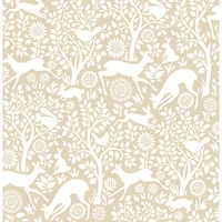 A-Street Prints Mirabelle Meadow Animals Wallpaper - Taupe