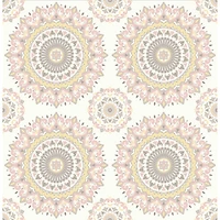 A-Street Prints Kismet Boho Medallion Wallpaper - Gemma Light Pink