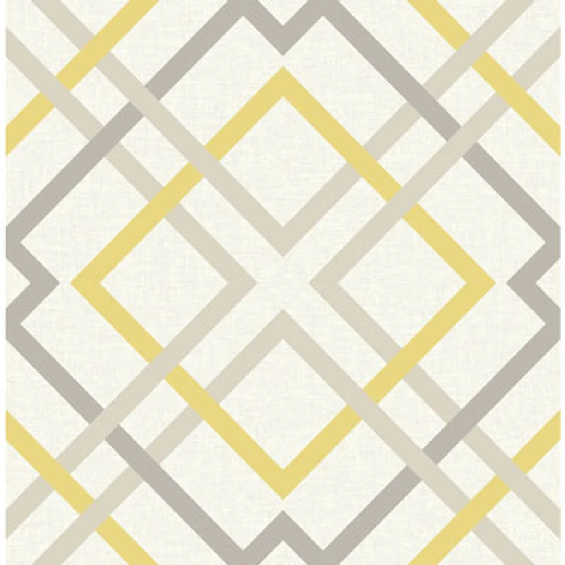 A-Street Prints Geometrie Saltire Lattice Wallpaper - Yellow