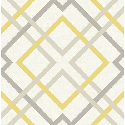 A-Street Prints Geometrie Saltire Lattice Wallpaper - Yellow