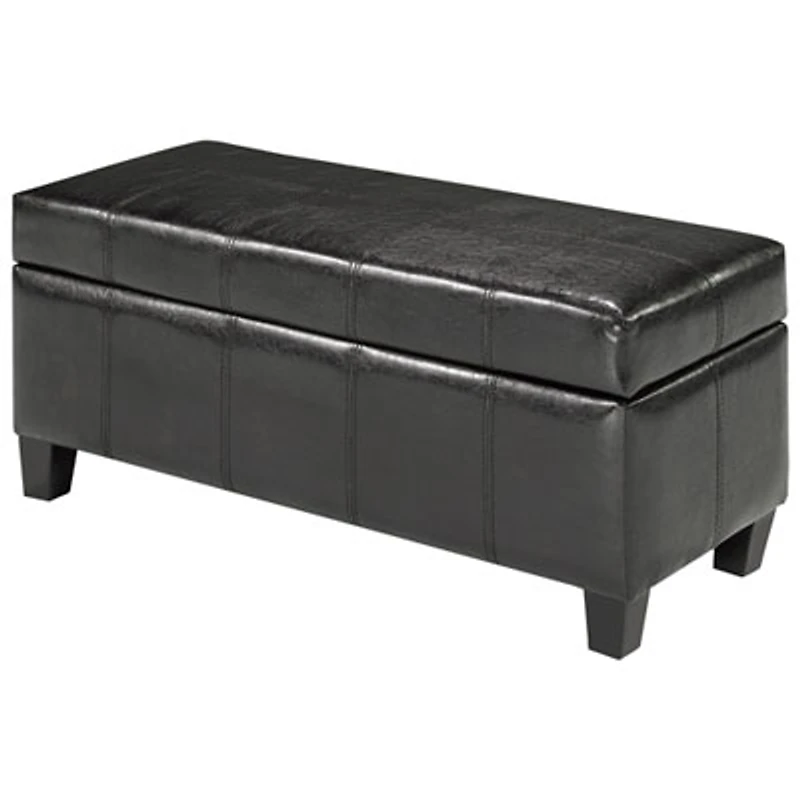 Faux Leather Storage Ottoman - Espresso