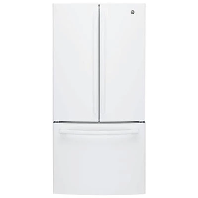 GE 33" 18.6 Cu. Ft. Counter-Depth French Door Refrigerator with LED Lighting (GWE19JGLWW) - White