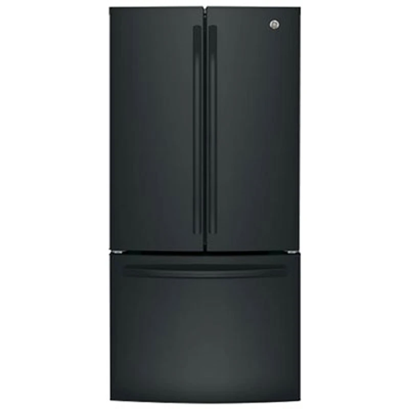 GE 33" 18.6 Cu. Ft. Counter-Depth French Door Refrigerator with LED Lighting (GWE19JGLBB) - Black