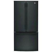 GE 33" 18.6 Cu. Ft. Counter-Depth French Door Refrigerator with LED Lighting (GWE19JGLBB) - Black