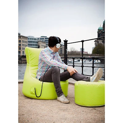 Dotcom Brava Contemporary Polyester Pouf - Lime Green