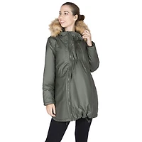Modern Eternity Sofia Waxed Shell Maternity Parka Coat - X-Small - Khaki Green