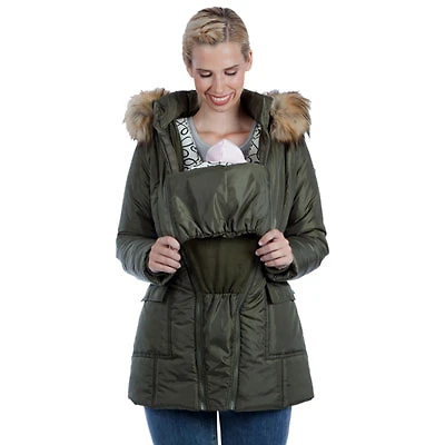 Modern Eternity Rachel Maternity Puffer Coat - Large - Khaki Green