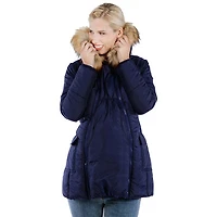 Modern Eternity Rachel Maternity Puffer Coat - Small - Navy