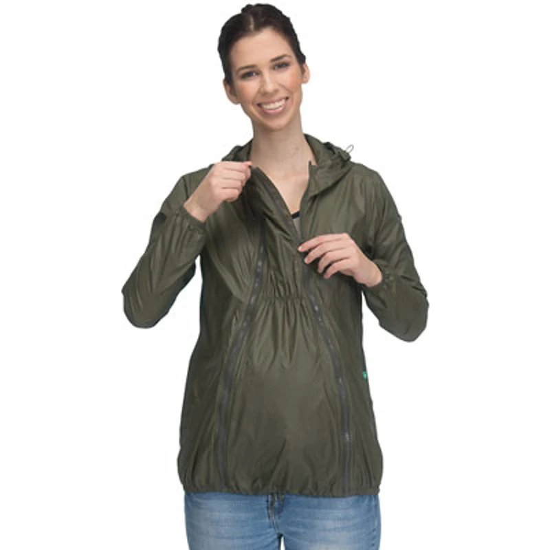 Modern Eternity Ciara Waterproof Maternity Windbreaker - Medium - Khaki Green