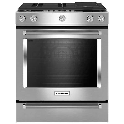 KitchenAid 30" 7.1 Cu. Ft. Slide-In Dual Fuel Range - Stainless Steel - Open Box - Scratch & Dent