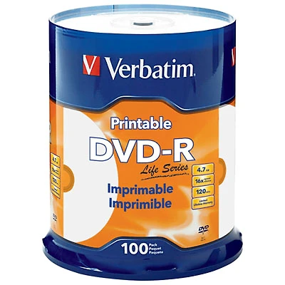 Verbatim 4.7GB 16X DVD-R Spindle (98491) - 100-Pack