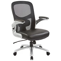 Pro Line II Big and Tall Bonded Ergonomic Mid-Back Leather Executive Chair - Black/Silver