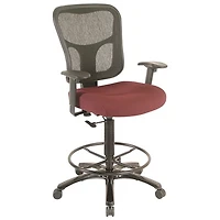 Temp By Raynor Tempur-Pedic Ergonomic Mid-Back Fabric Drafting Chair - Burgundy