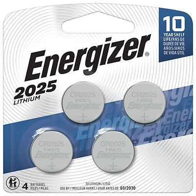 Energizer CR2025 Lithium Coin Cell Batteries - 4 Pack