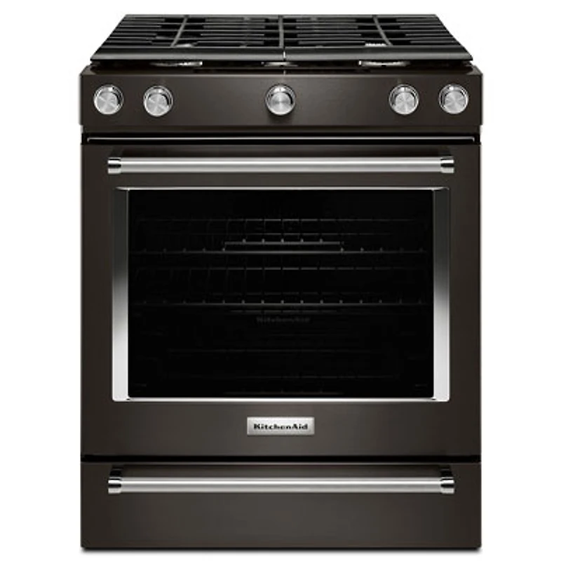KitchenAid 30" Slide-In Gas Range (KSGG700EBS) - Black Stainless - Open Box - Perfect Condition