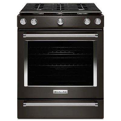 KitchenAid 30" Slide-In Gas Range (KSGG700EBS) - Black Stainless - Open Box - Perfect Condition