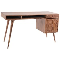O2 Contemporary Desk with Drawers - Natural Sheesham Wood