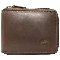 Mancini Boulder Zip-Around RFID Leather Bi-fold Wallet - Brown (18-159)