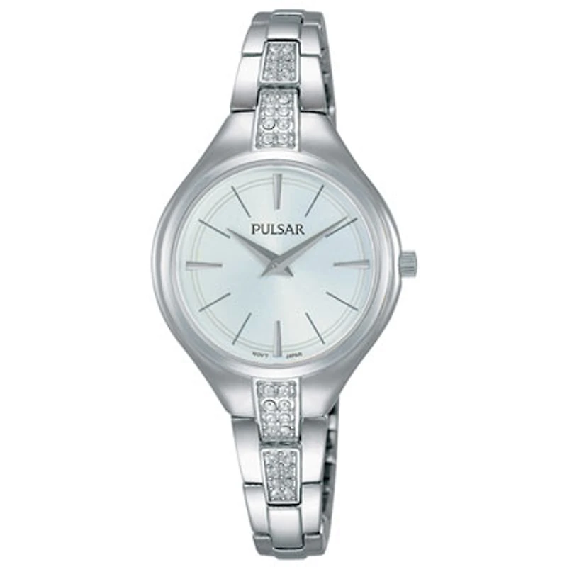 Pulsar 28mm Women's Fashion Watch with Swarovski Crystals - Silver/White