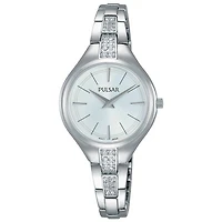 Pulsar 28mm Women's Fashion Watch with Swarovski Crystals - Silver/White