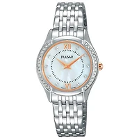 Pulsar 28mm Women's Fashion Watch with Swarovski Crystals - Silver/Mother of Pearl