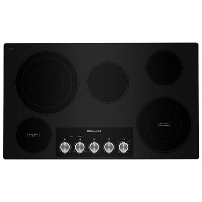 KitchenAid 36" 5-Element Electric Cooktop (KCES556HBL) - Black