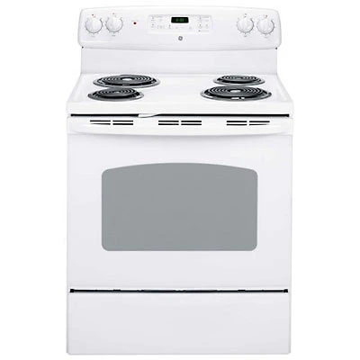 GE 30" 5.0 Cu. Ft. Self-Clean Freestanding Coil Top Electric Range (JCBP240DMWW) - White