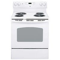 GE 30" 5.0 Cu. Ft. Self-Clean Freestanding Coil Top Electric Range (JCBP240DMWW) - White