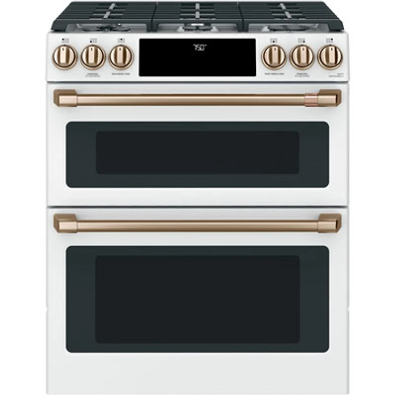 Café 30" 7.0 Cu. Ft. True Convection Double Oven Slide-In Gas Range (CCGS750P4MW2) - White