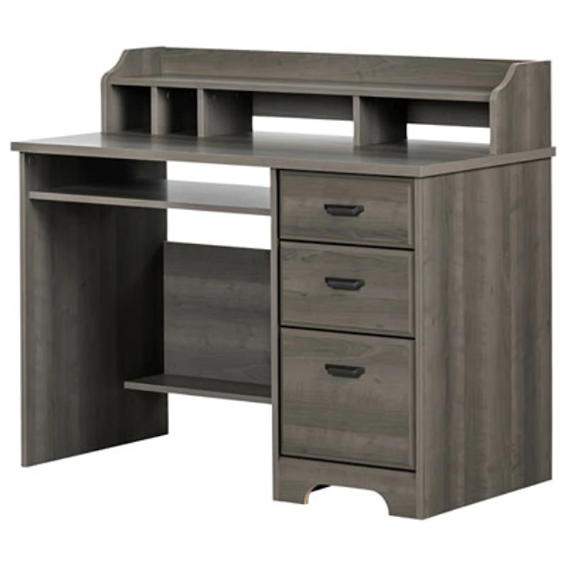 Versa Writing Desk with Hutch - Grey Maple