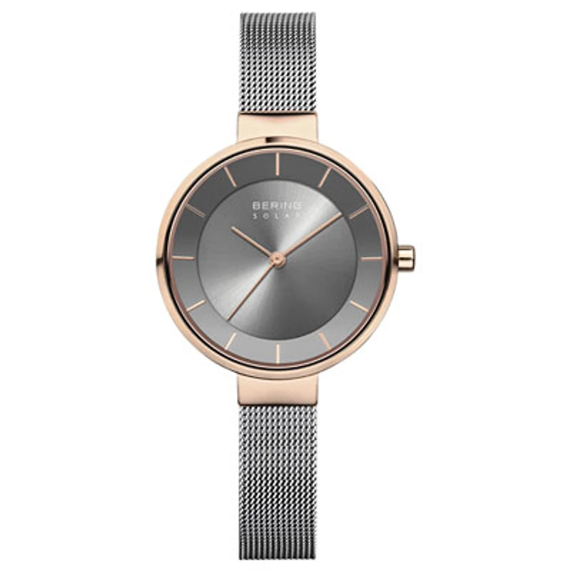 Bering Solar 31mm Women's Solar Powered Casual Watch - Grey Sunray/Rose Gold