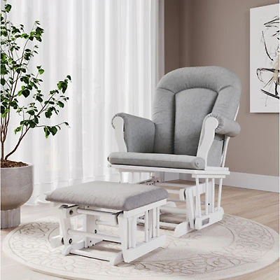 Child Craft Forever Eclectic Cozy Glider Glider and Ottoman Set - Matte White/Light Grey