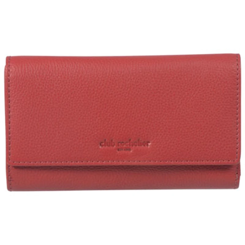 Club Rochelier Onyx RFID Leather Bi-fold Clutch Wallet - Red