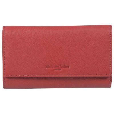 Club Rochelier Onyx RFID Leather Bi-fold Clutch Wallet - Red