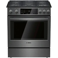 Bosch 30" 4.8 Cu. Ft. True Convection 5-Burner Slide-In Gas Range (HGI8046UC) - Black Stainless