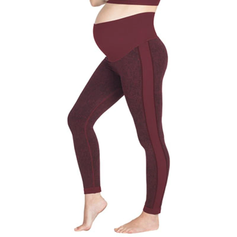 Modern Eternity Ella Active Maternity Pants - Large - Burgundy Jacquard