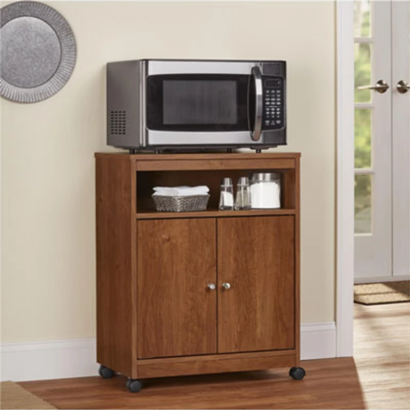 Landry Contemporary Mobile Microwave Cart - Bank Alder