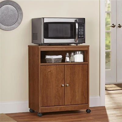 Landry Contemporary Mobile Microwave Cart - Bank Alder