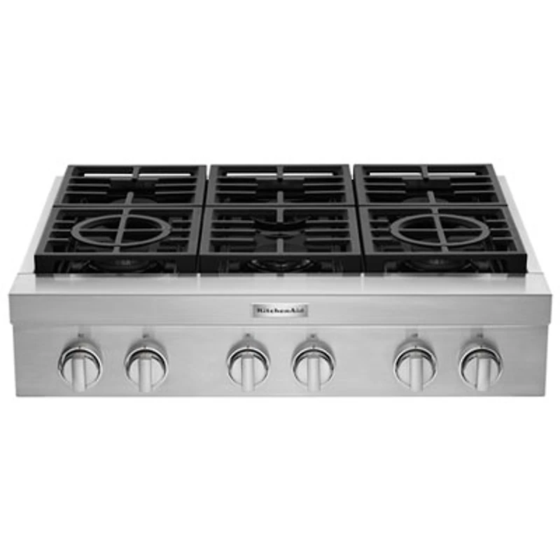KitchenAid 36" 6-Burner Gas Cooktop (KCGC506JSS) - Stainless Steel