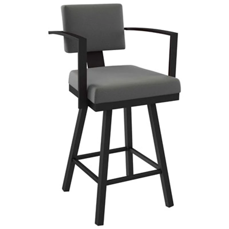 Akers Modern Bar Height Barstool - Light Cold Grey/Black