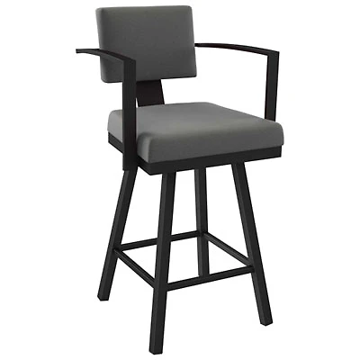 Akers Modern Bar Height Barstool - Light Cold Grey/Black