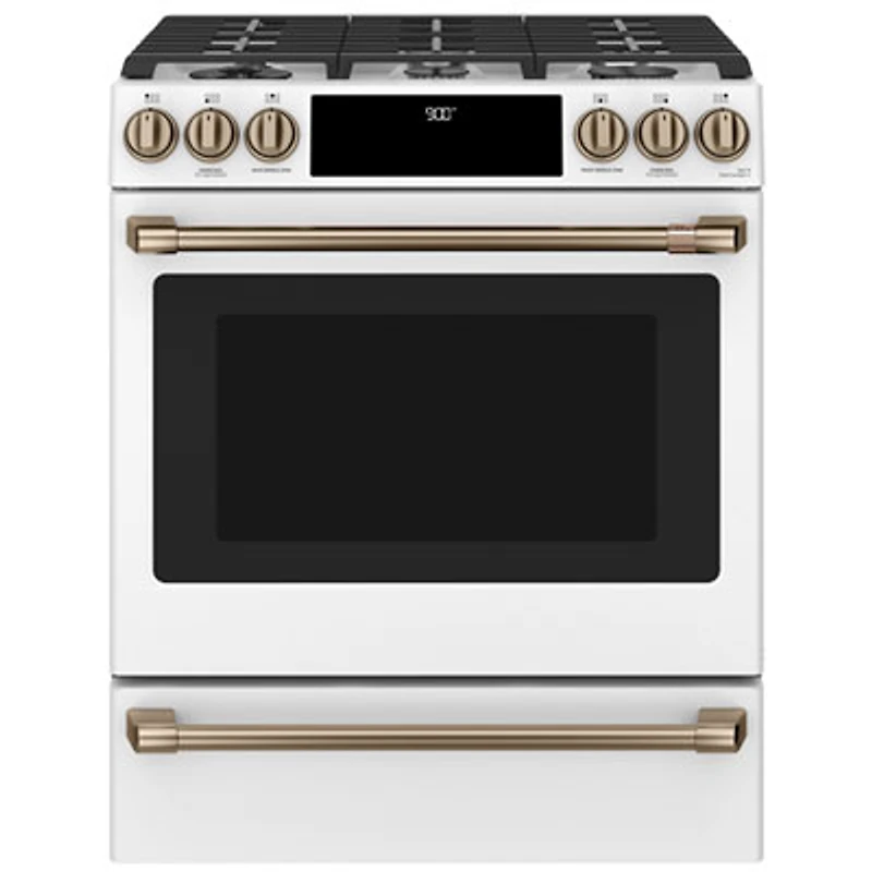 Café 30" 5.7 Cu. Ft. True Convection 6-Burner Slide-In Gas Range (CC2S900P4MW2) - Matte White