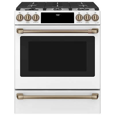 Café 30" 5.7 Cu. Ft. True Convection 6-Burner Slide-In Gas Range (CC2S900P4MW2) - Matte White